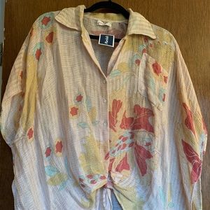 Oversize summer button down short sleeve shirt